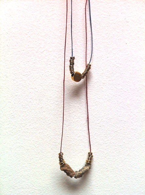 fulgurite with brass beads. 