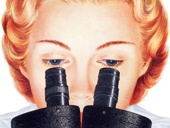 Woman Looking In Microscope