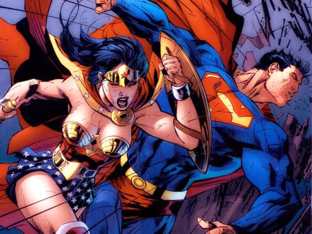 Wonder Woman punching Superman in the face