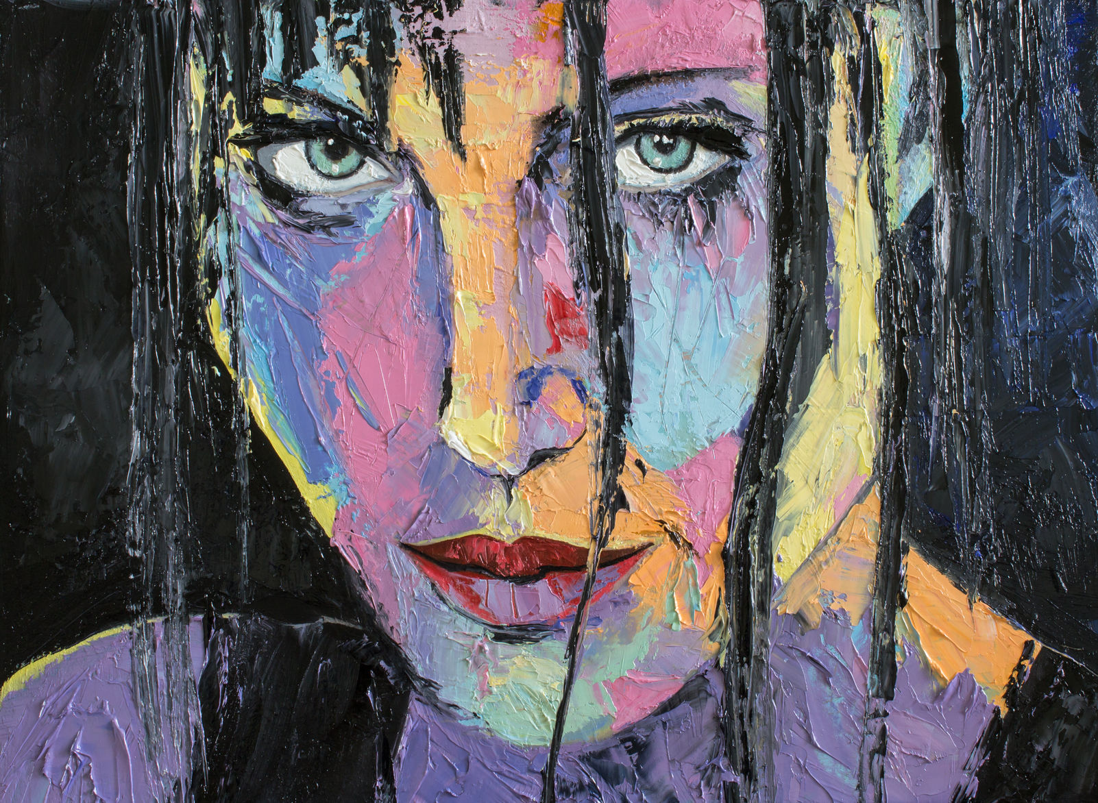 47935701 - fatnasy portrait of a girl in gestural style. original oil painting "i know".